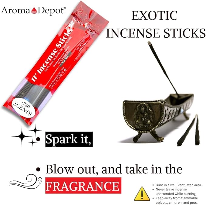 11'' Japanese Cherry Blossom Most Exotic Incense Sticks. Approx. 85 to 100 Sticks Per Bundle, Each Natural Stick Burns for 45 mins to 1 Hour Each. Long Lasting. Guarantee 100% Pure