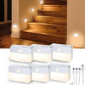 Motion Sensor Night Light Indoor, Rechargeable LED Stair Lights, Warm White Stick-On Wireless Closet Lights, Battery Operated Hallway, Cabinet, Bedroom, Kitchen Lamp (6 Pack, White)