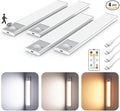 8" Ultra-Thin Under Cabinet Lighting Wireless, Aluminum Alloy Under Counter Lights for Kitchen, 3-Color-Temps Magnetic Closet Lights, Rechargeable Motion Sensor Light Indoor (4 Pack, Silver)