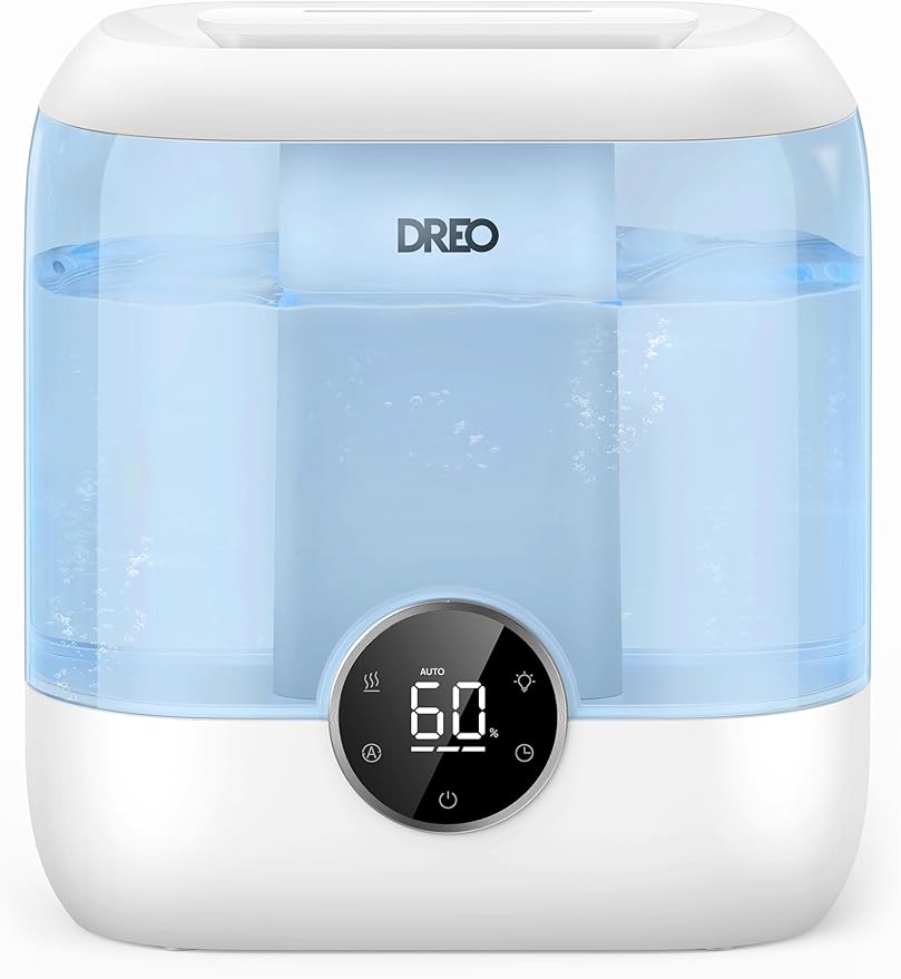 DREO Humidifiers for Bedroom, 6L Top Fill Supersized Cool Mist Humidifier for Large Room, 60 Hour Runtime, Quiet Ultrasonic Humidifiers for Plants, Baby, Indoor, Home, Night Light, Blue