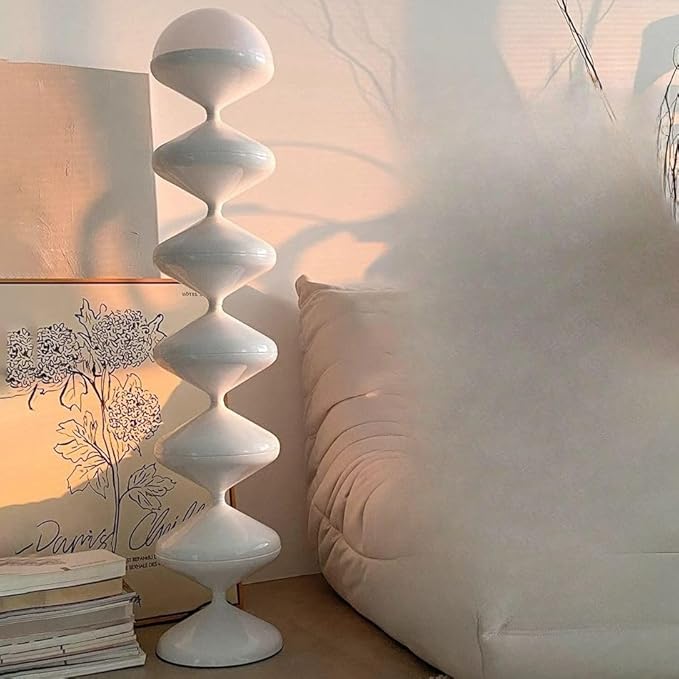 CraftThink Modern Floor Lamp, 47-Inch Height Corner Lamp with Acrylic Bowl Shade, Tall Lamp Standing Lamp with Foot Switch for Bedroom Reading Living Room, Bulb Included (White, Warm Light)