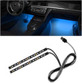 Car Interior LED Strip Light, 12V 24 LED Waterproof Neon Ambient Night Light with USB Port, Automotive Atmosphere Decorative Under Dash Lighting Kit, Car Accessories (Ice Blue)