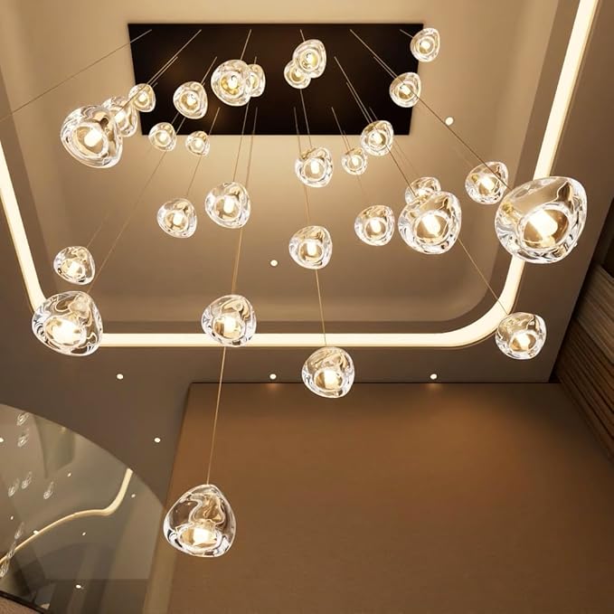 LED Chandeliers for Living Room Rectangular Light Dining Room Light Dimmable High Ceiling Pendant Lights Fixtures Lighting Chandelier for Foyer Entryway 2700K 6000K Lighting Large