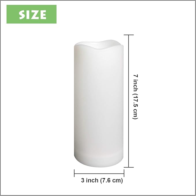 1 Pack Outdoor Flameless Pillar Candle with Remote and Timer Waterproof Battery Operated Electric LED Candle Set for Gift Home Décor Party Wedding Supplies Garden Christmas Decoration, 3” x 7”