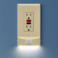 SnapPower 3 Pack MotionLight [for GFCI Outlets] - Motion Detecting LED Night Lights Built-in to Wall Plate - Bright/Dim/Off Options - Auto On/Off Sensor - (GFCI, Ivory)