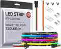 BTF-LIGHTING FCOB WS2811 IC RGB COB LED Strip DC24V 720LED/m 9.8FT Flexible High Density Uniform Chasing Color Light 20IC/m 12mm Width Black PCB for Indoor Decor(No Adapter or Controller)