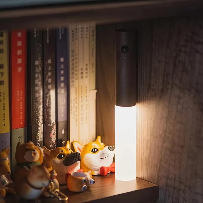 Motion Sensor Wall Lights Wood Battery Operated Sconce Light Indoor Magnetic USB Rechargeable Wireless Wall Lamp for Bedroom Hallway, Warm White 3000K