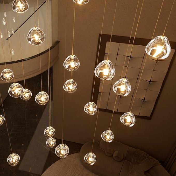 13ft Modern LED Chandeliers for Entryway Living Room Long Light High Ceiling Dining Room Light Dimmable Pendant Lighting Fixtures Chandelier for Foyer Staircase 2700K 6000K Lighting Black