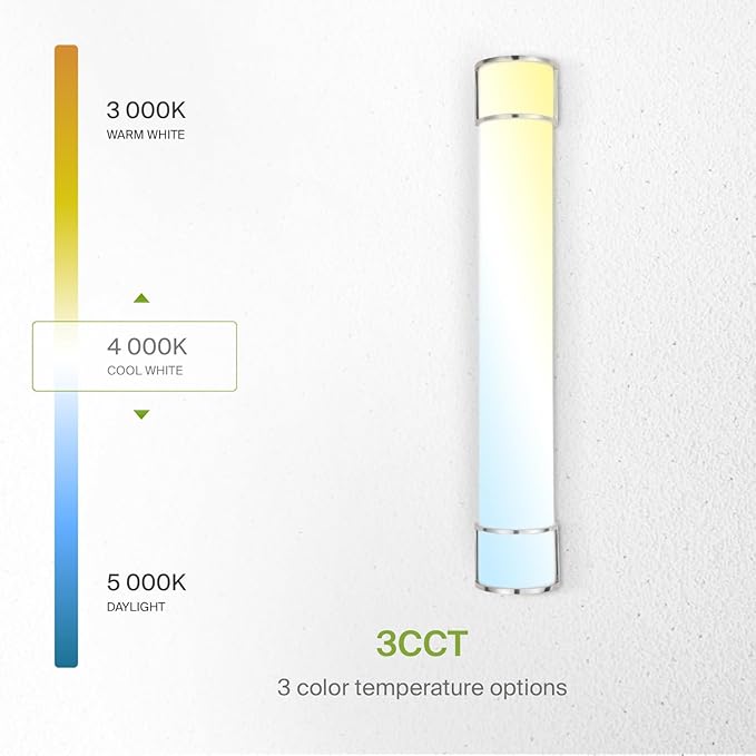 ASD LED 36" Vanity Flush Mount Light Fixture, Linear Bathroom Lighting Bar | 3CCT, Dimmable, Energy Star, ETL Listed | 30W 2650LM 3000-5000K 120V | Long Bath Wall Sconce Over Mirror | Nickel, 4 Pack