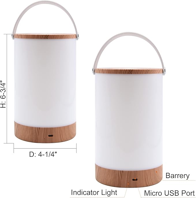 Facon LED Portable Lantern with Touch Dimmable Switch, Rechargeable Battery-Operated Cordless Lamp for Outdoor Camping, Bedside Lamp for Nightstand, Warm White Light