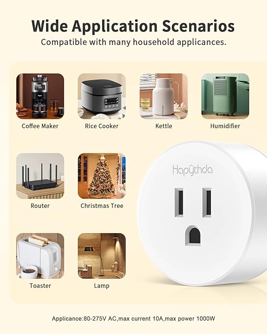 Smart Plug with Remote, 2.4GHz Wi-Fi & RF433 Wireless Remote Control Outlet Light Switch NO Neutral Wire Required, Works with Smart Life/Tuya APP, Compatible with Alexa/Google Home, White