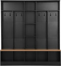 Merax 72'' H Hall Tree with Shoe Storage Bench, Modern Hall Tree with Storage Shelves & 8 Hooks, Coat Rack for Entryway, Mudroom, Hallway, Living Room,Black