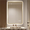 28" x 36" Gold LED Bathroom Mirror, Smart Touch Switch, Anti-Fog Mirror, 3-Color Dimmable, CRI≥93, Wall-Mounted Backlit Mirror with Lights for Modern Bathroom (Horizontal/Vertical)