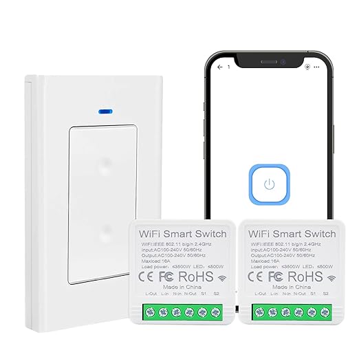 Ewelink Smart Switch 16A Mini WiFi Relay Module,DIY 2.4ghz Wireless Light Switch Voice Control with Timer&Schedule for Home Automation, Compatible with Alexa/Google