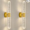 Gold Wall Sconces Set of 2 LED Modern Sconces Dining Room Wall Lighting 10W 3000K LED Wall Lights Crystal Hardwired Wall Light Fixtures for Living Room Bedroom Bathroom Hallway