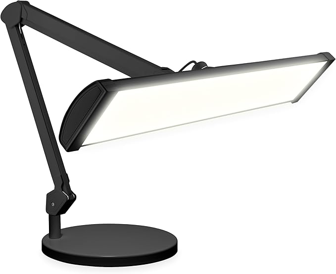 Neatfi 3,500 Lumens LED Desk Lamp – 45W Dimmable Task Light | 3 Light Modes | 540 SMD LEDs | Touch Control | 26-Inch Wide Metal Shade | Reading, Craft, Workbench & Office (CCT with Base, Black)
