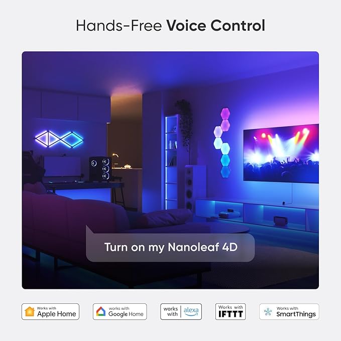 Nanoleaf 4D - TV LED Backlight with Camera, TV Backlight Sync to Screen, Smart Addressable Gradient Lightstrip Kit, App & Voice Control, Trimmable for Home Decor & Gaming (Up to 85" TVs and Monitors)