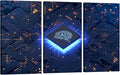 LSIUHWUWI Modern Wall Art 3 Panel Artificial Intelligence Concept Pictures Print on Canvas for Wall Art Decoration, CPU AI Artwork Wooden Framed Ready to Hang 20x40inchx3