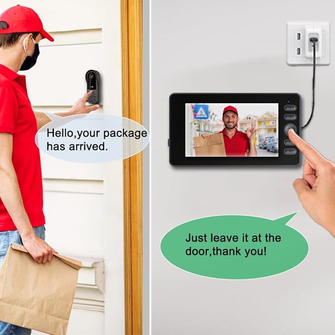 Doorbell Camera Wireless No Subscription with Monitor for Home/Apartment, Video Doorbell 1080P No App/WiFi Needed, Intercom 2-Way Talk,Waterproof Door Bell with Recording & Night Vision