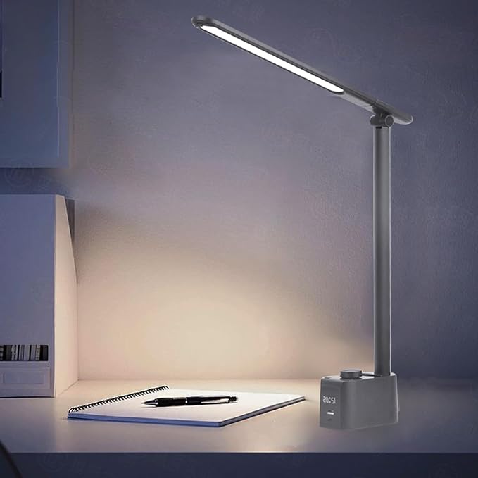 Pssopp LED Desk Lamp, 5 Color Temperatures Adjustable 18W Eye Caring Table Reading Lamp for Home Study and Office (T221012)