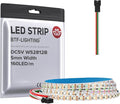 BTF-LIGHTING WS2812B IC RGB 5mm Ultra Narrow LED Strip 2020SMD DC5V Individually Addressable 3.2FT 160Pixels/m 160LED Dream Color Tape Light for Home DIY Decoration IP30 (No Adapter or Controller)