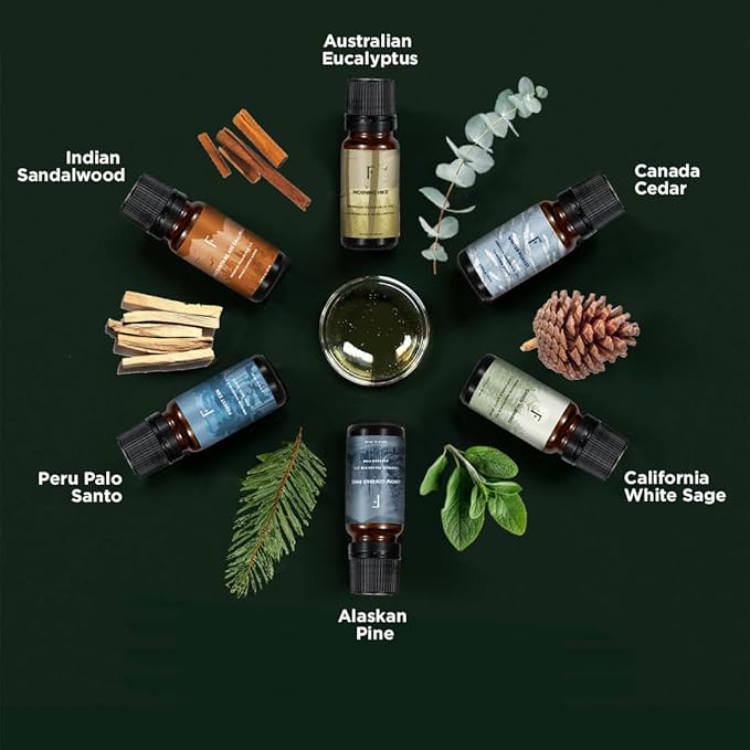 Folkulture Woody Essential Oils Set for Diffuser | New Year Nature-Inspired Aromatherapy for Relaxation, Grounding | 6 Earthy & Woody Scents - Palo Santo, Sandalwood, Pine & Cedar, Euclyptus