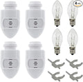 Creative Hobbies Auto On Sensor Plug in Night Light Module Includes 4 Bulbs and 4 Metal Clips, Great for Making Your Own Decorative Night Lights, Pack of 4 (White Sensor)