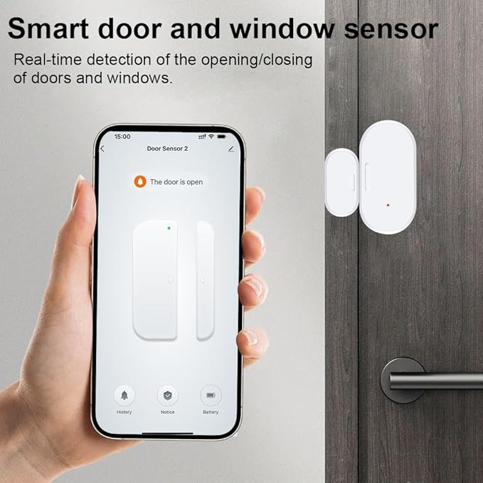 Haozee Door and Window Sensor, Requires Zigbee Hub, Zigbee Connection, Wireless Detector for Alarm Systems and Smart Homes, Compatible with Home Assistant,SmartThings