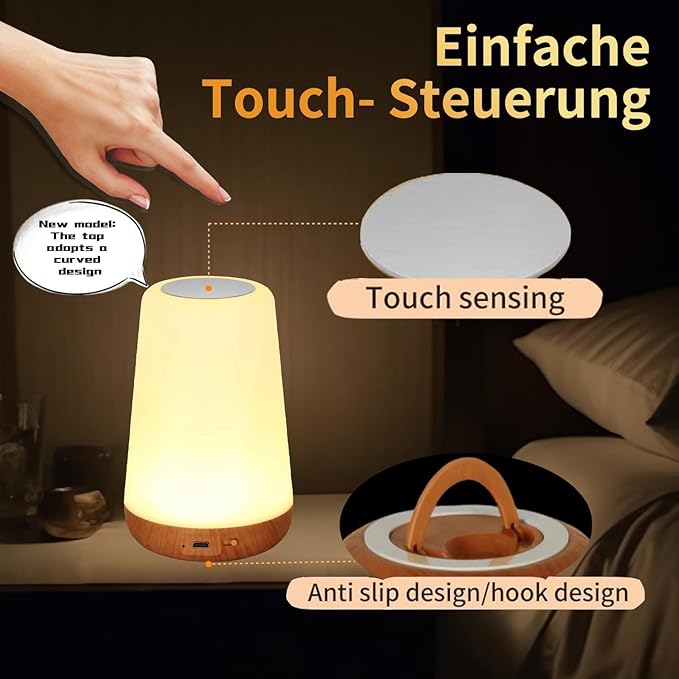 Small Night Light, LED Bedside Touch Desk Light, Portable Desk Edge Light with 13 RGB Colors, Night Light for Bedroom/Nursery/Bathroom/Hallway/Outdoor/Living Room
