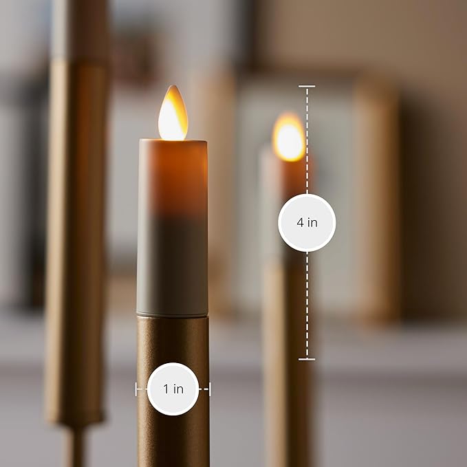 Luminara Set of 2 Pearl Ivory Flameless Candle E12 Taper Bulbs Flat Top - 1" x 4" for Chandeliers, Wall Sconces and Lighting Fixtures