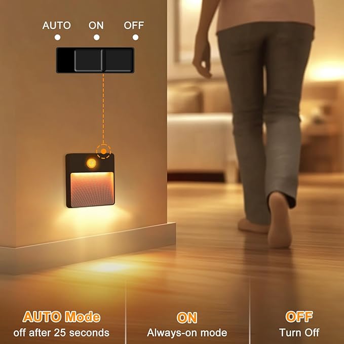 3 Pack Motion Sensor Stair Light for Indoor, Rechargeable Battery Operated Night Lights, RGBW Stick On Closet Lamp, Motion Activated Magnetic Lighting Lamps for Step, Cabinet,Hallway,Bathroom