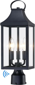 18.62'' Dusk to Dawn Post Light Outdoor, Large 3-Light Lamp Post Light Fixture, Modern Pillar Outside Lighting Waterproof Post Lantern Lamp Outdoor Post Light Fixtures Pole Lights for Porch, 1 Pack