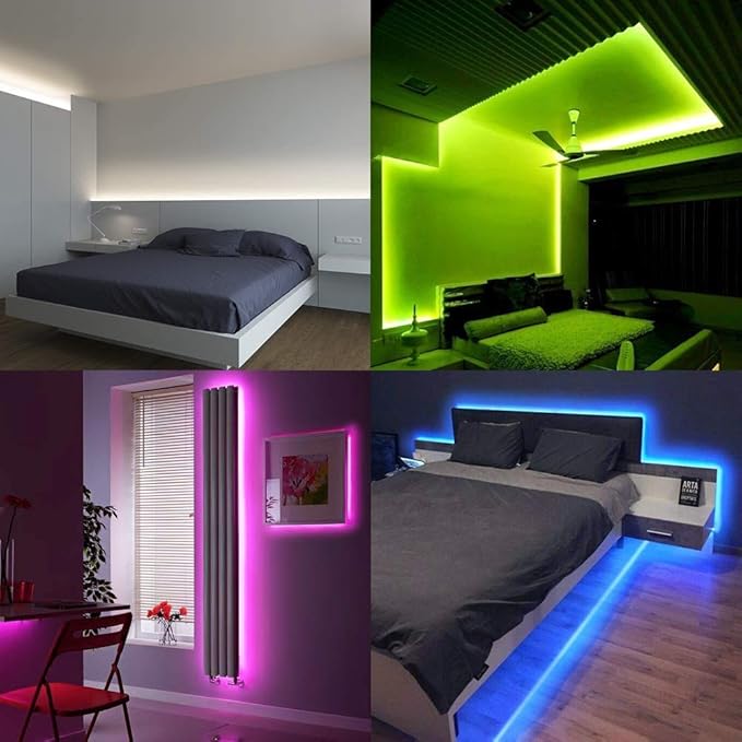 MIHEAL 80ft 5050 SMD RGB LED Strip Light Kit, Color Changing White Band Rope Lights with RF Controller and Power Supply for Home,Kitchen,Trucks,Sitting Room and Bedroom Decoration