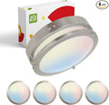 ASD LED 12" Round Flush Mount Lighting, Close to Ceiling Light Fixture | 3CCT, Dimmable, Battery Backup, ETL Listed | 20W 1876LM 3000-5000K 100-277V | Low Profile Double Ring Lamp | Nickel, 4 Pack