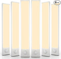 6 Pack Under Cabinet Lighting Wireless, 68 LED Rechargeable Battery Motion Sensor Light Indoor, Stick On Magnetic Closet Lights, Under Counter Lights for Kitchen, Stairs, Warm 16 in