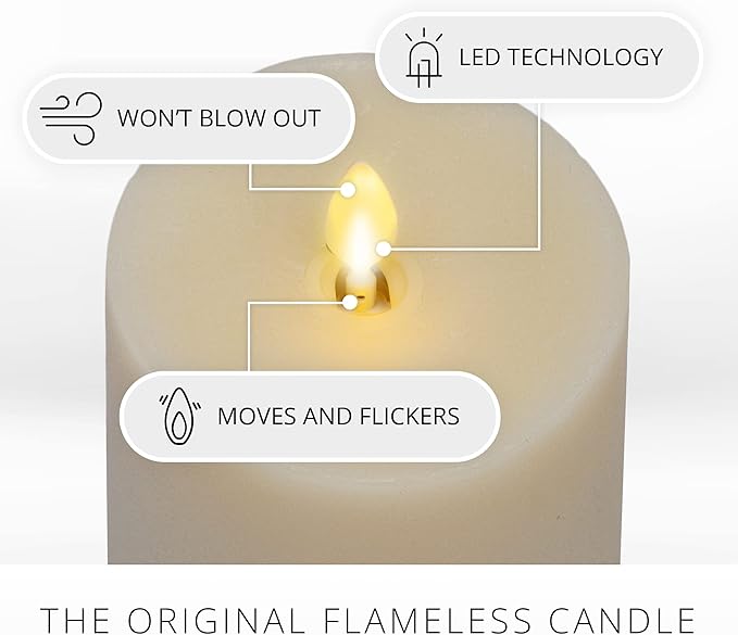 Luminara - Flameless LED Battery Operated Flickering Pillar Candles - Ivory - Pack of 1-3x4.5 - Realistic Moving Flame Real Wax Indoor/Outdoor Decor