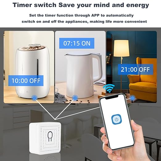 Ewelink Smart Switch 16A Mini WiFi Relay Module,DIY 2.4ghz Wireless Light Switch Voice Control with Timer&Schedule for Home Automation, Compatible with Alexa/Google