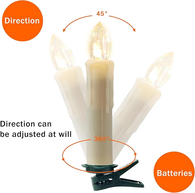LED Taper Candle Timer Candlestciks, 10pcs Mini Battery Powered Chandelier Remote LED Candles Sticks 4inches Flameless Candles with Clip Suitable for Hotels Bars Home Churches Christmas Day