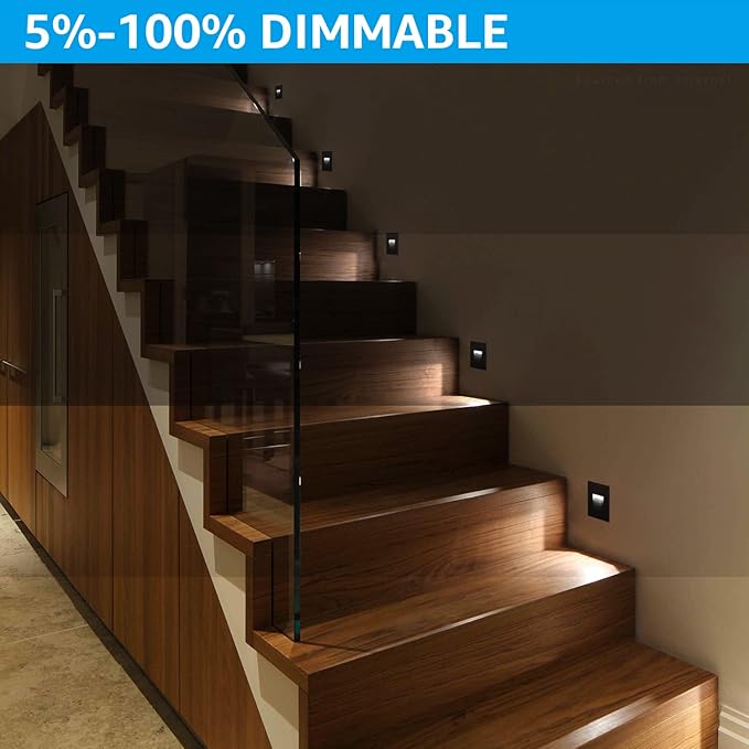 LEONLITE 12-Pack 3CCT 120V LED Step Lights, 3.5W 110LM 5%-100% Dimmable Indoor Outdoor Waterproof Vertical Stair Light, 3000K/4000K/5000K Selectable, CRI90, ETL, Aluminum, Oil Rubbed Bronze