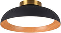 Bargeni Flush Mount Ceiling Light,12.5 inch LED Ceiling Light Fixture,5CCT Dimmable/2700K-6000K/20W, Matte Black with Wood Accent,Mid Century Light Fixtures Ceiling Mount,ETL Certified