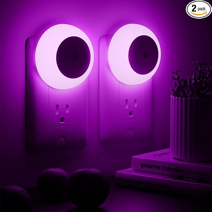 Night Light, Night Lights Plug into Wall, Dusk to Dawn Sensor, Pink Led Night Light 0.5W, 2 Pack Nightlight for Adults, Bedroom, Bathroom, Hallway, Kitchen