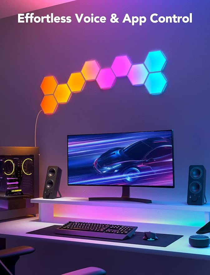 Govee RGBIC LED Lights, Wi-Fi Smart Home Creative Wall Lights with Music Sync, Compatible with Alexa Google Assistant for Indoor Gaming Decor