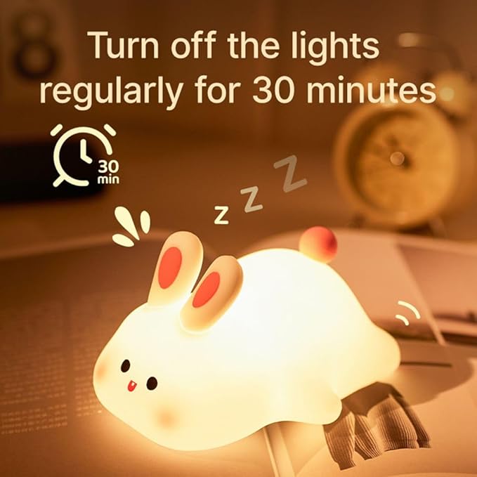 Rabbit Night Light Silicone, Cute Big Face Bunny Night Lamp, Kids Room Decor Atmosphere Night Light, Baby Nursing Bedside Touch Lamp, Rechargeable and Dimmable LED Night Lamp.