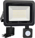 HANNANHONG LED Motion Sensor Flood Light, Slim Design, Plug in,1.5m Cable, IP66 Waterproof (50W)
