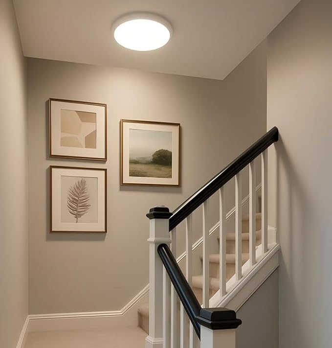 Flush Mount Ceiling Light Hardwired 9 Inch 18W Dimmable 5 CCT 2700/3000/3500/4000/5000K, 3 Brightness Adjustable Ultra Thin Closet LED Lights for Stairs, Hallway, Laundry, Porch, White