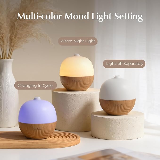 ARVIDSSON Essential Oil Diffuser, 100ml Small Aromatherapy Diffuser with Mood Light, Ultrasonic Oil Diffusers for Home, Mini Diffuser for Essential Oils, Gift for Women (Pack of 2)