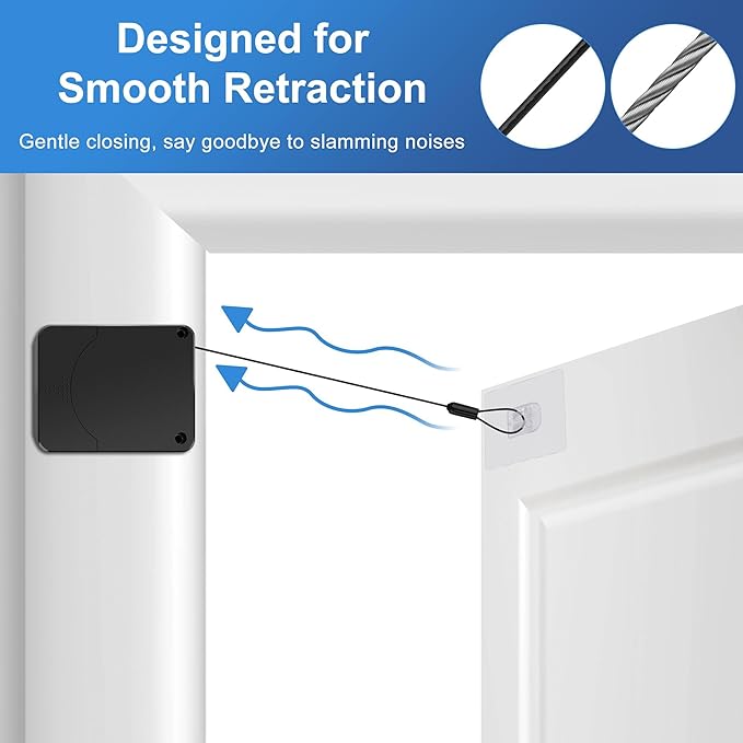 Retractable Automatic Door Closer, Anglecai Upgraded Drawstring Auto Door Closer 3.3LB Spring Tension Steel Cable Door Closer for Screen, Sliding, and Double Doors