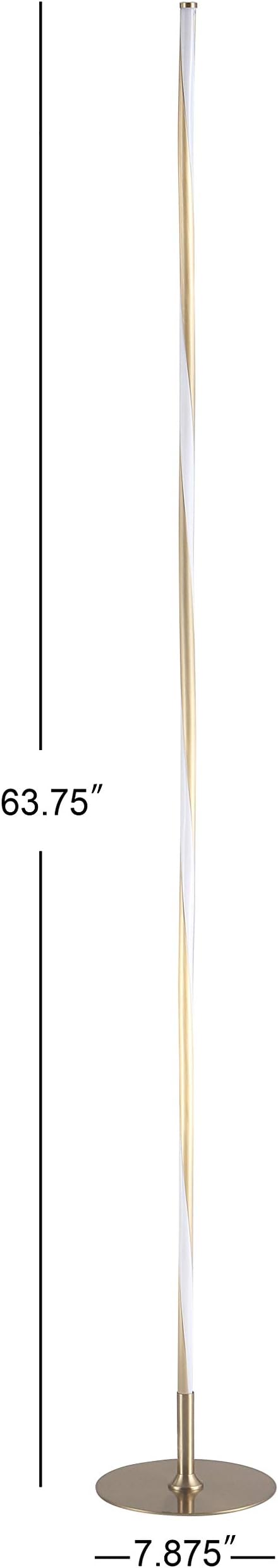 Eyely EYL7006B Ziggy 63.75" LED Integrated Floor Lamp for Reading Room, Living Room, Office, Bedroom, Modern, Contemporary, Gold