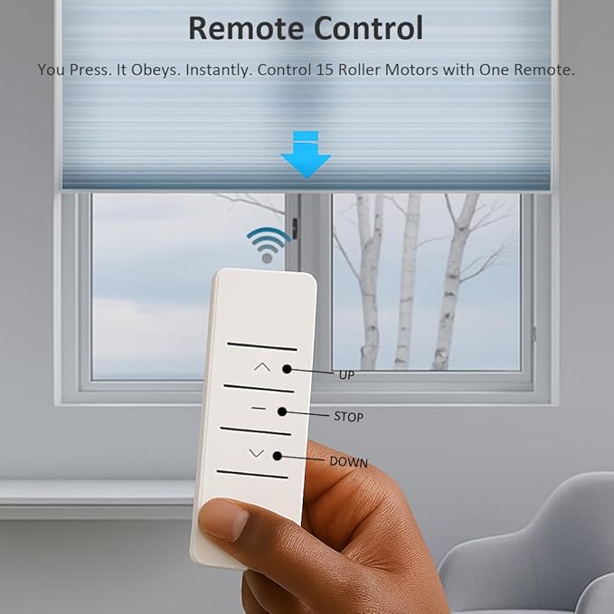 Matter Over WiFi Smart Roller Shade Motor, Retrofit Electric Blind Motor, 110V Wired Tubular Motor, Compatible with Alexa/HomeKit/Google/SmartThings, High Torque (6.0 N.m for Φ50mm (2") Round Tube)