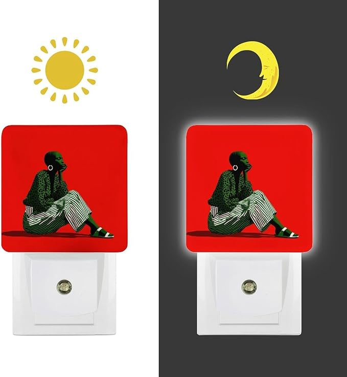 Plug in Night Light with LED & Smart Light Sensor, Striped Dialogue Auto-On/Off Night Lights Plug Into Wall for Bedroom, Bathroom, Hallway, Stairway